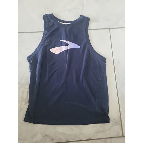 Brooks Women's Distance Graphic Tank Sleeveless Shirt Run Happy Blue Size Large - Picture 2 of 6
